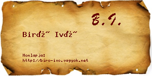 Biró Ivó névjegykártya